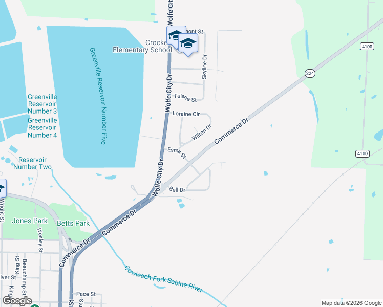 map of restaurants, bars, coffee shops, grocery stores, and more near 1100 Commerce Drive in Greenville