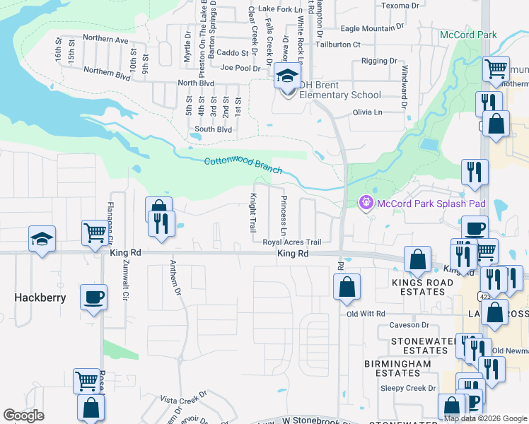 map of restaurants, bars, coffee shops, grocery stores, and more near 1621 Knight Trail in Frisco