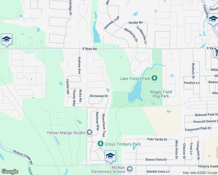 map of restaurants, bars, coffee shops, grocery stores, and more near 1021 Stoneway Drive in Denton