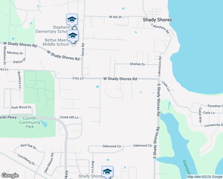 map of restaurants, bars, coffee shops, grocery stores, and more near 310 Cottonwood Trail in Shady Shores