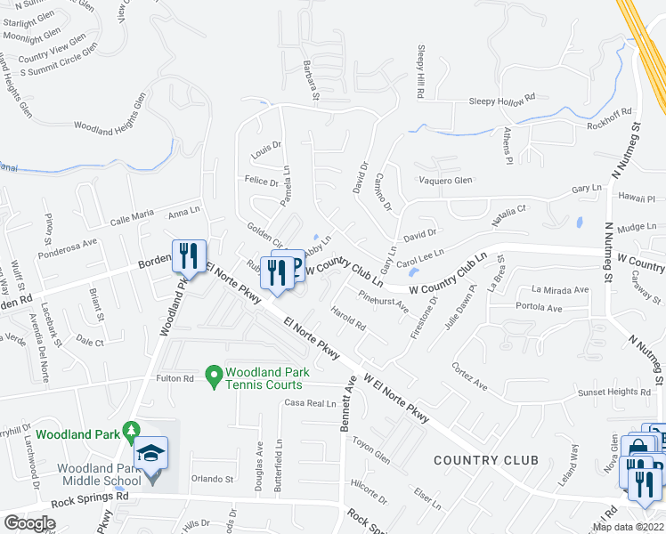 map of restaurants, bars, coffee shops, grocery stores, and more near 1768 Solana Glen in Escondido