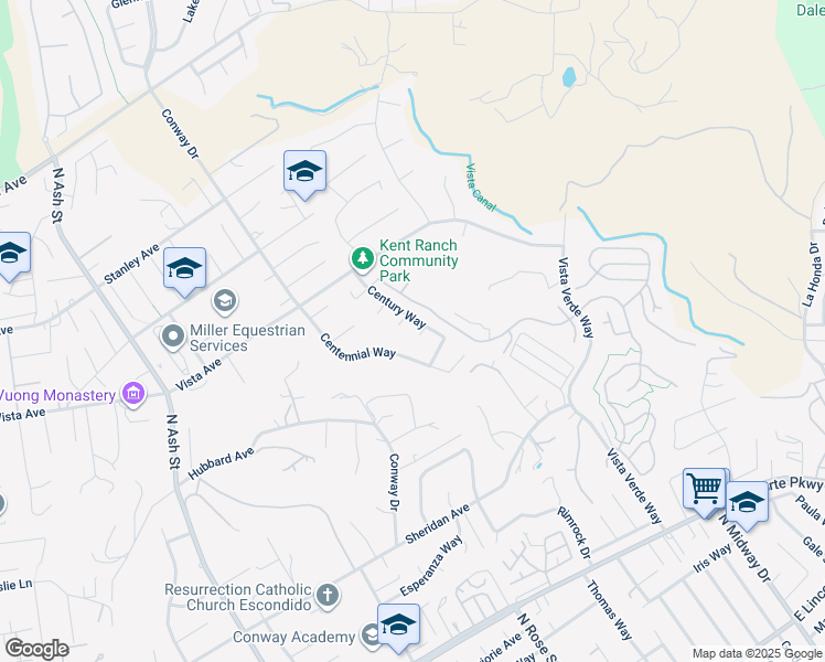 map of restaurants, bars, coffee shops, grocery stores, and more near 1368 Gilmore Place in Escondido
