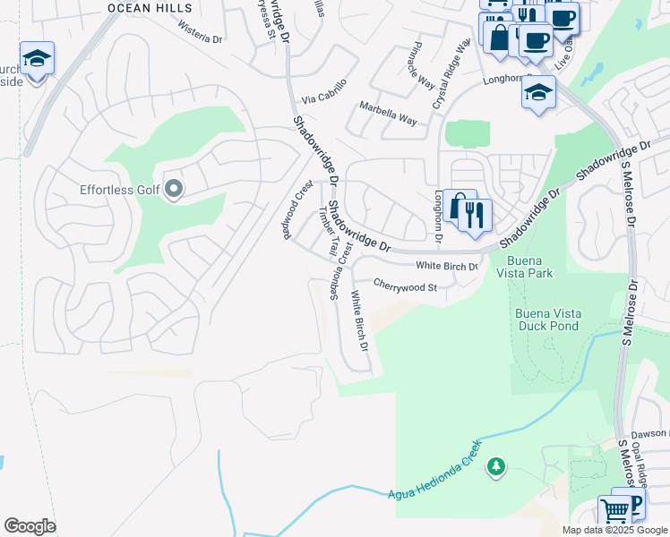 map of restaurants, bars, coffee shops, grocery stores, and more near 2198 Redwood Crest in Vista