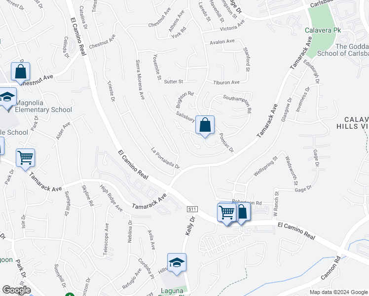 map of restaurants, bars, coffee shops, grocery stores, and more near 2641 Regent Road in Carlsbad