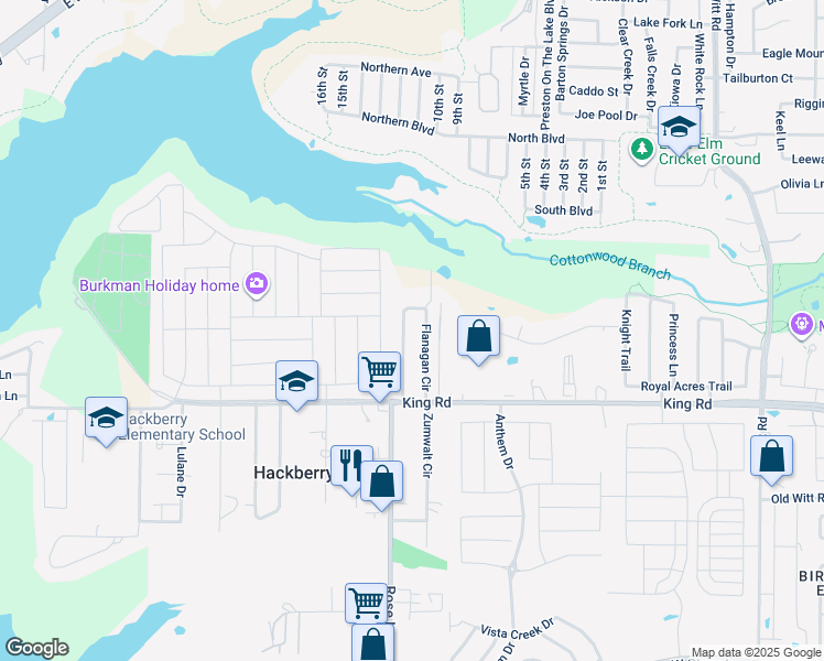map of restaurants, bars, coffee shops, grocery stores, and more near 22081 Flanagan Circle in Frisco