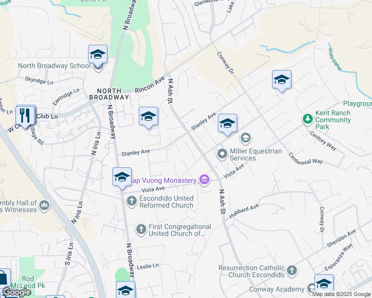 map of restaurants, bars, coffee shops, grocery stores, and more near 2079 Rancho Bonita Place in Escondido