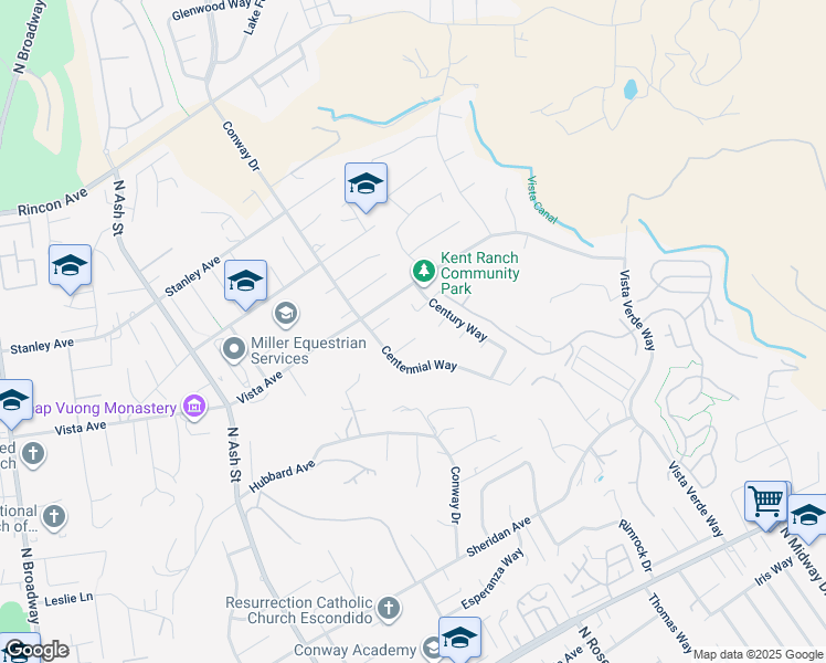 map of restaurants, bars, coffee shops, grocery stores, and more near 1324 Ward Place in Escondido