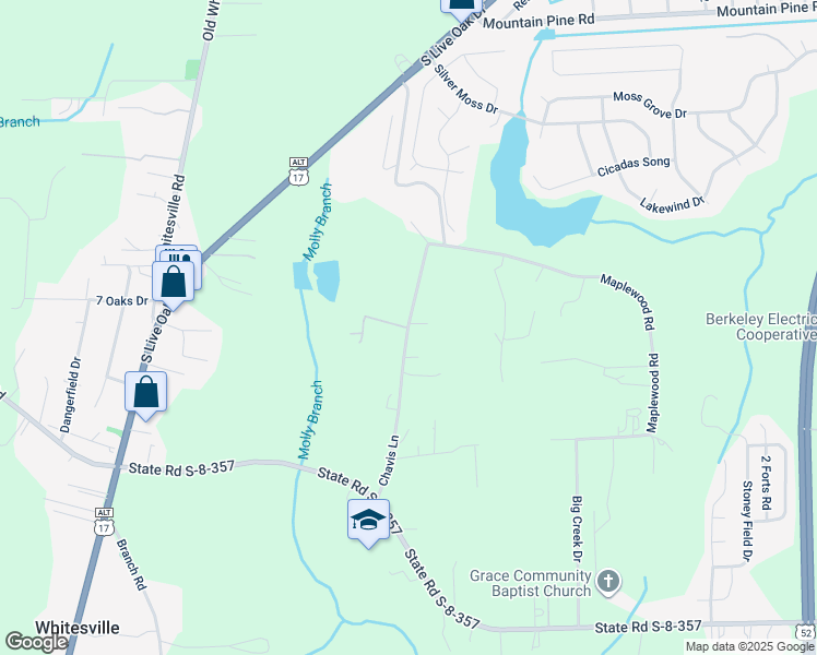 map of restaurants, bars, coffee shops, grocery stores, and more near 216 Chavis Lane in Moncks Corner