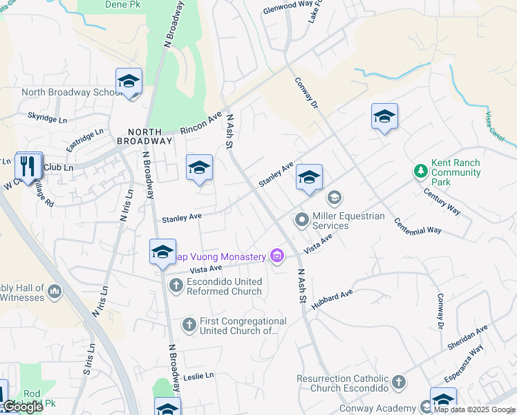 map of restaurants, bars, coffee shops, grocery stores, and more near 2066 Woolem Place in Escondido