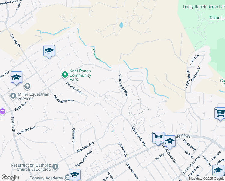 map of restaurants, bars, coffee shops, grocery stores, and more near 1884 Loreto Glen in Escondido