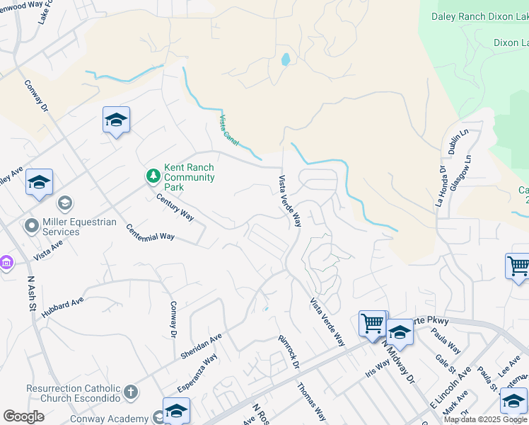 map of restaurants, bars, coffee shops, grocery stores, and more near 1884 Loreto Glen in Escondido