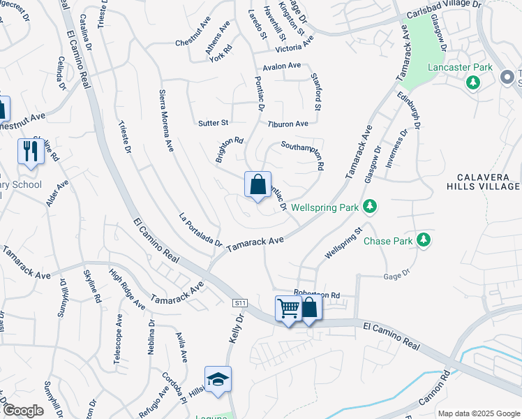 map of restaurants, bars, coffee shops, grocery stores, and more near 4570 Essex Court in Carlsbad
