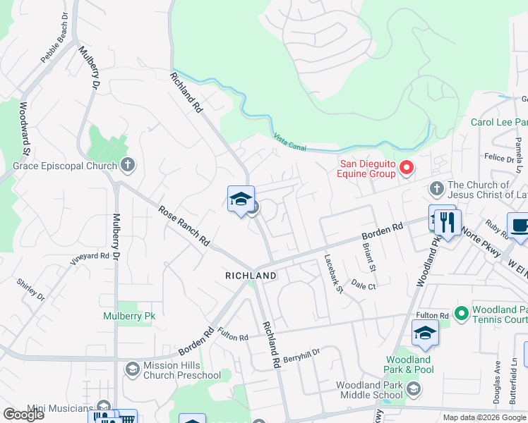 map of restaurants, bars, coffee shops, grocery stores, and more near 928 Richland Road in San Marcos