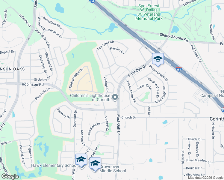 map of restaurants, bars, coffee shops, grocery stores, and more near 2010 Vintage Circle in Corinth