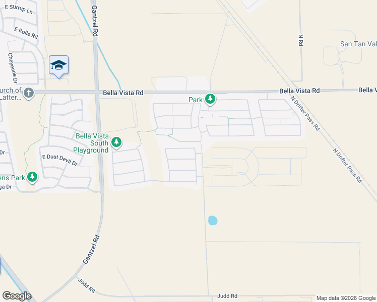 map of restaurants, bars, coffee shops, grocery stores, and more near 2769 East Desert Rose Trail in Queen Creek
