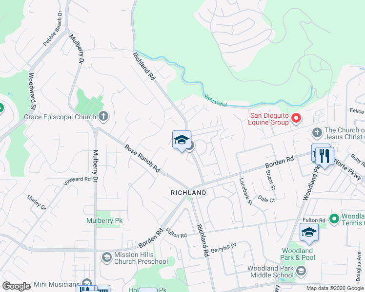 map of restaurants, bars, coffee shops, grocery stores, and more near 928 Richland Road in San Marcos