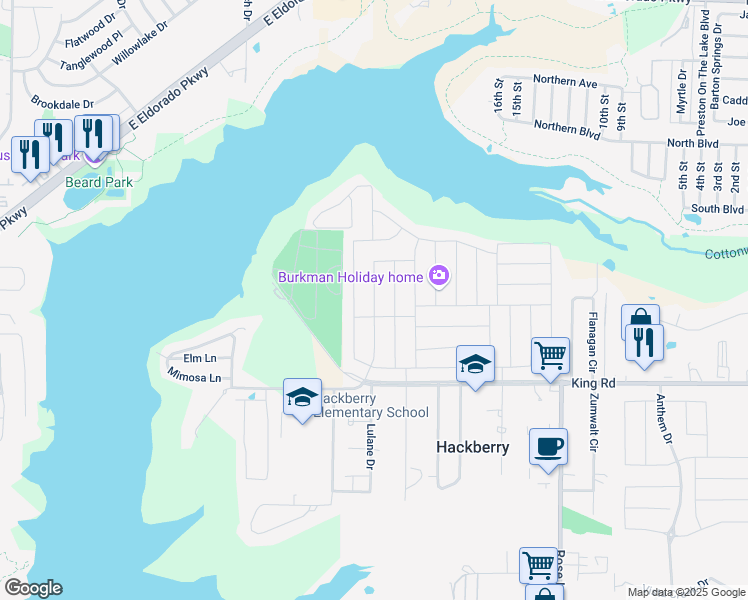 map of restaurants, bars, coffee shops, grocery stores, and more near 3812 Tunstall Drive in Frisco