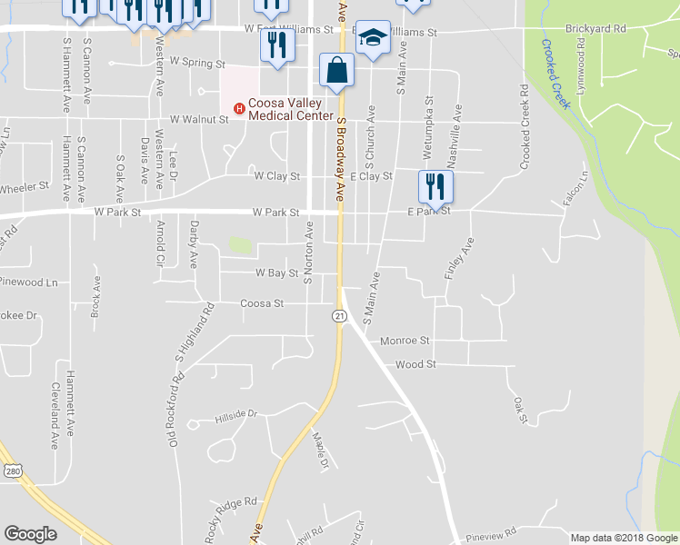 map of restaurants, bars, coffee shops, grocery stores, and more near 600 Broadway Avenue in Sylacauga