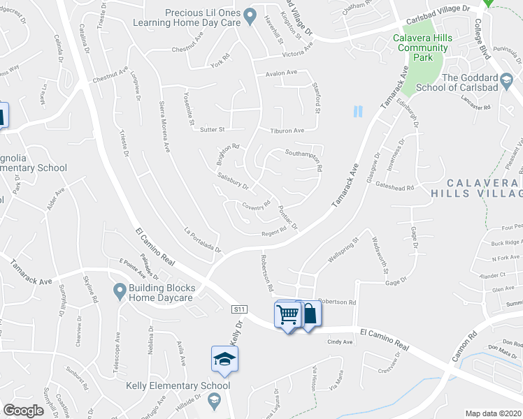 map of restaurants, bars, coffee shops, grocery stores, and more near 4570 Essex Court in Carlsbad