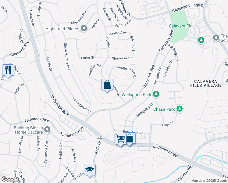 map of restaurants, bars, coffee shops, grocery stores, and more near 2691 Coventry Road in Carlsbad