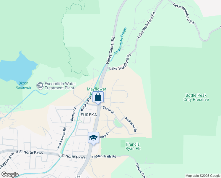map of restaurants, bars, coffee shops, grocery stores, and more near 3501 Foxley Drive in Escondido
