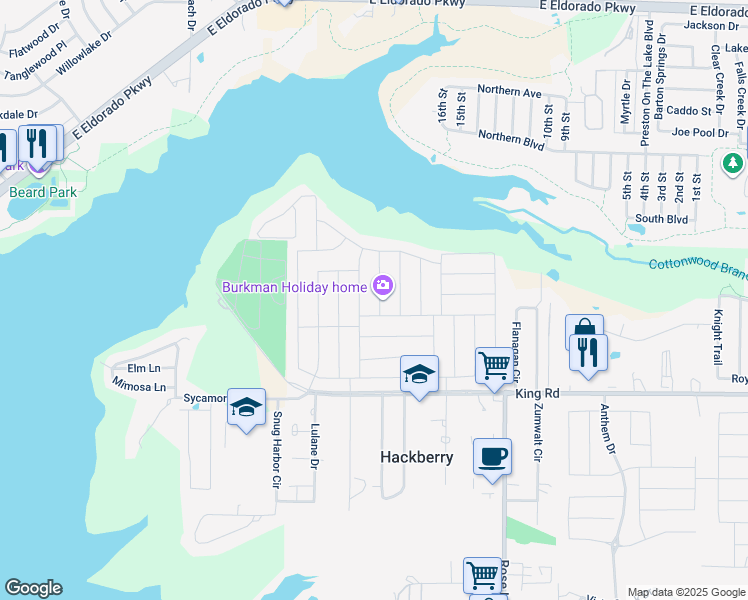 map of restaurants, bars, coffee shops, grocery stores, and more near 3820 Hazelhurst Drive in Frisco