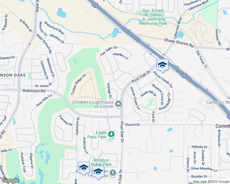 map of restaurants, bars, coffee shops, grocery stores, and more near 2016 Vintage Circle in Corinth