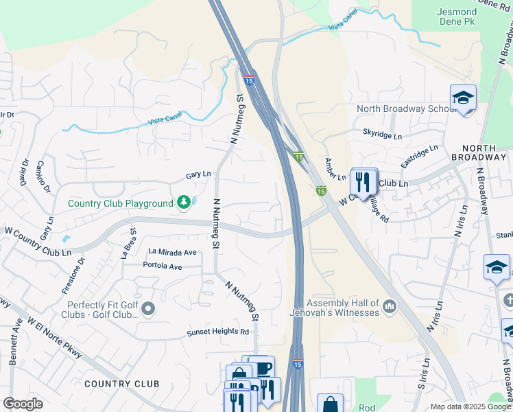 map of restaurants, bars, coffee shops, grocery stores, and more near 956 Mariposa Place in Escondido