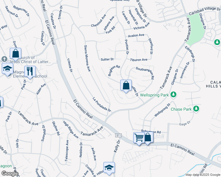 map of restaurants, bars, coffee shops, grocery stores, and more near 2591 Regent Road in Carlsbad