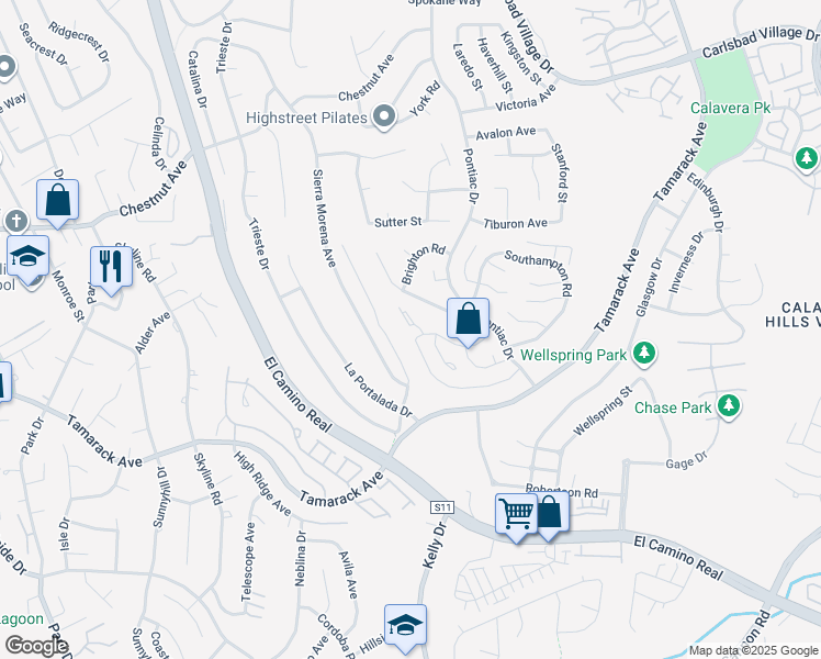 map of restaurants, bars, coffee shops, grocery stores, and more near 2591 Regent Road in Carlsbad