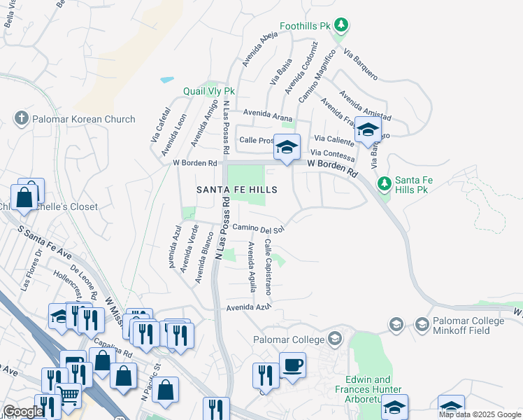 map of restaurants, bars, coffee shops, grocery stores, and more near 1144 Calle Emparrado in San Marcos