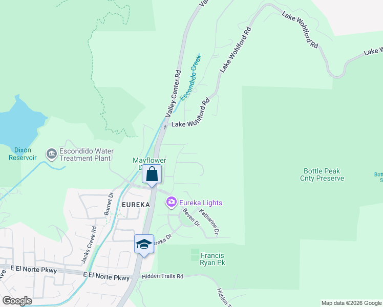 map of restaurants, bars, coffee shops, grocery stores, and more near 3140 Smith Place in Escondido