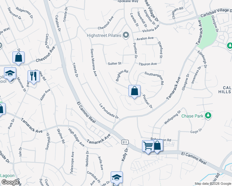 map of restaurants, bars, coffee shops, grocery stores, and more near 4477 Gladstone Court in Carlsbad