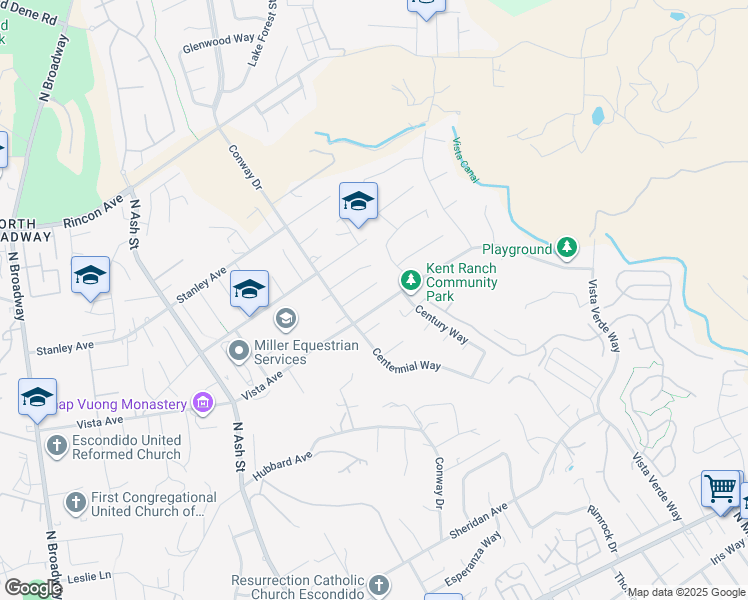 map of restaurants, bars, coffee shops, grocery stores, and more near 1200 Shay Place in Escondido