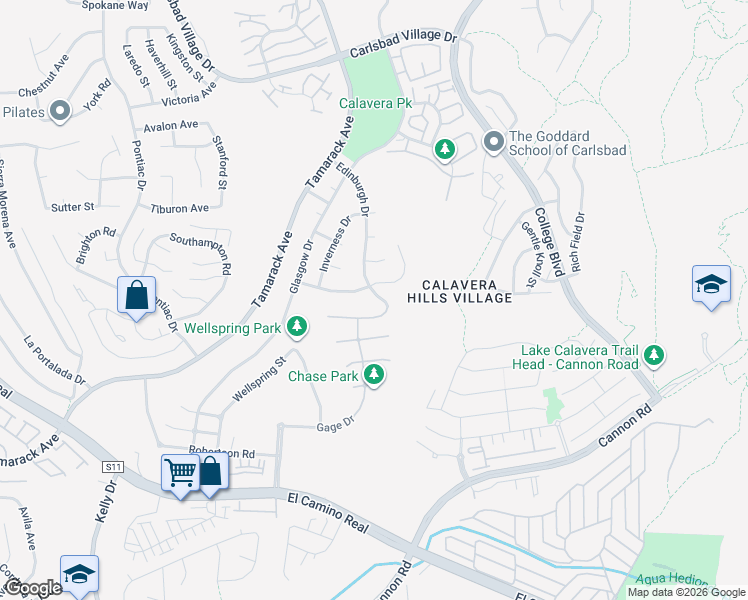 map of restaurants, bars, coffee shops, grocery stores, and more near 4777 Gateshead Road in Carlsbad