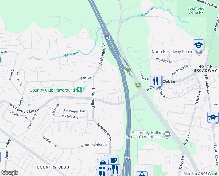 map of restaurants, bars, coffee shops, grocery stores, and more near 935 Hawaii Pl in Escondido