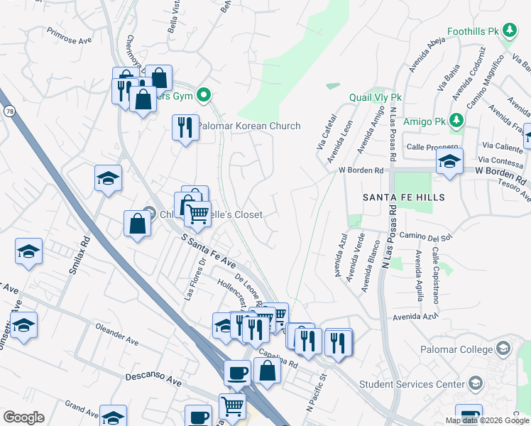 map of restaurants, bars, coffee shops, grocery stores, and more near 926 Hydra Court in San Marcos