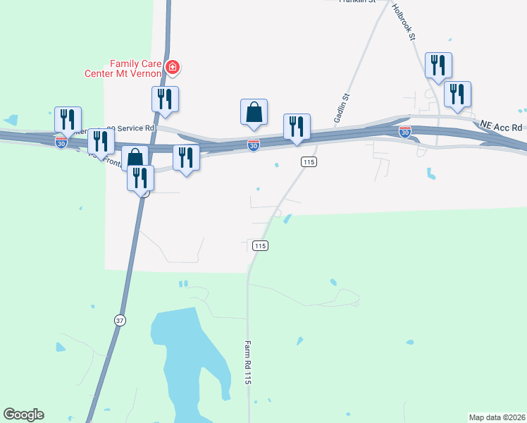 map of restaurants, bars, coffee shops, grocery stores, and more near 104 Baker Street in Mount Vernon