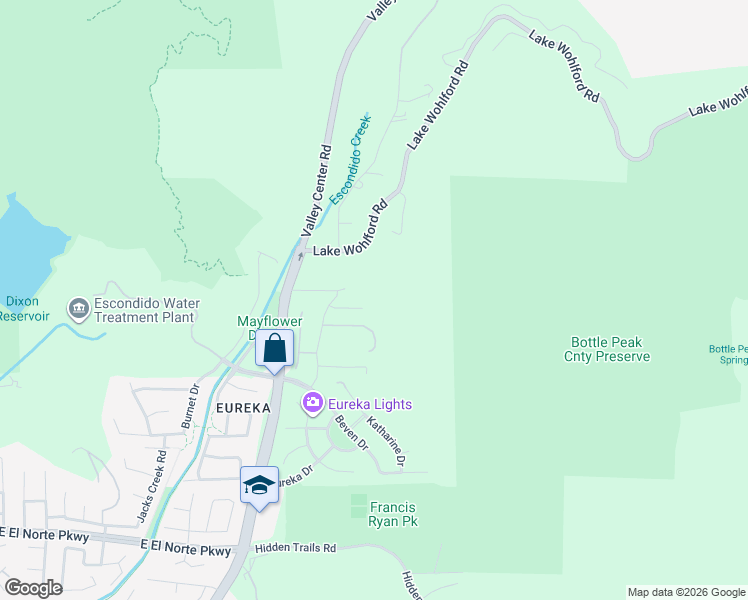 map of restaurants, bars, coffee shops, grocery stores, and more near 3150 Smith Place in Escondido
