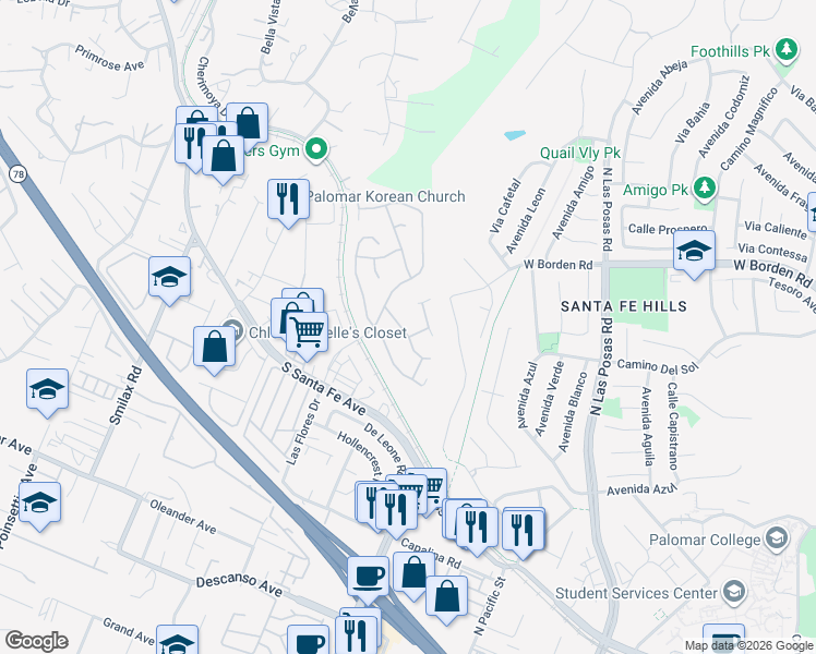 map of restaurants, bars, coffee shops, grocery stores, and more near 926 Hydra Court in San Marcos
