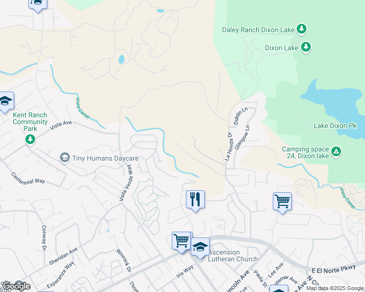 map of restaurants, bars, coffee shops, grocery stores, and more near 2054 Vintage Place in Escondido