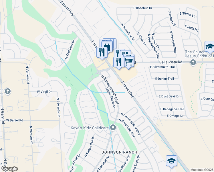 map of restaurants, bars, coffee shops, grocery stores, and more near 30769 Maple Chase Drive in San Tan Valley