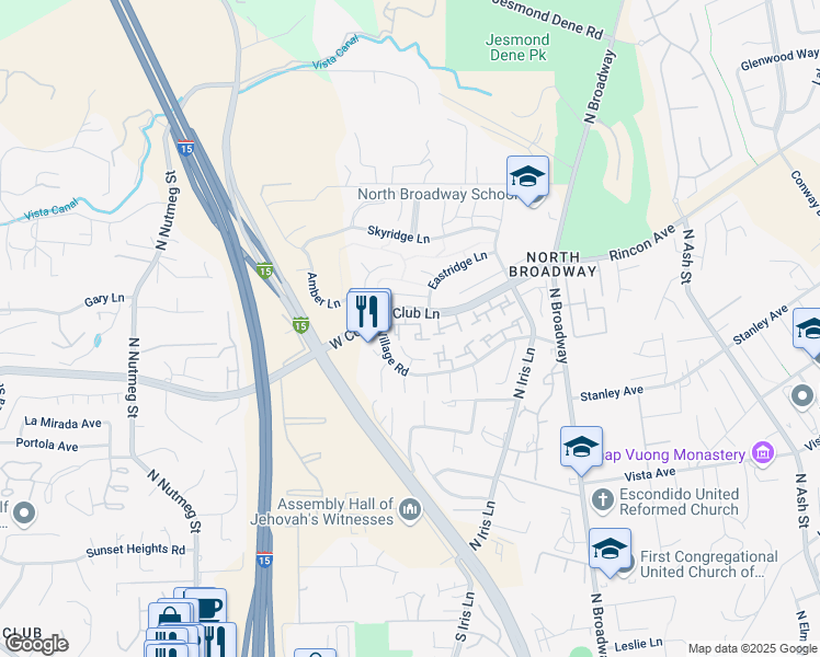 map of restaurants, bars, coffee shops, grocery stores, and more near 517 Smoketree Glen in Escondido