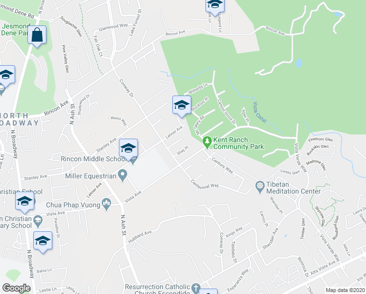 map of restaurants, bars, coffee shops, grocery stores, and more near 1200 Shay Place in Escondido