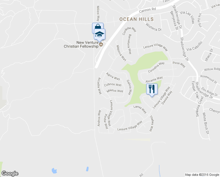 map of restaurants, bars, coffee shops, grocery stores, and more near 4728 Miletus Way in Oceanside