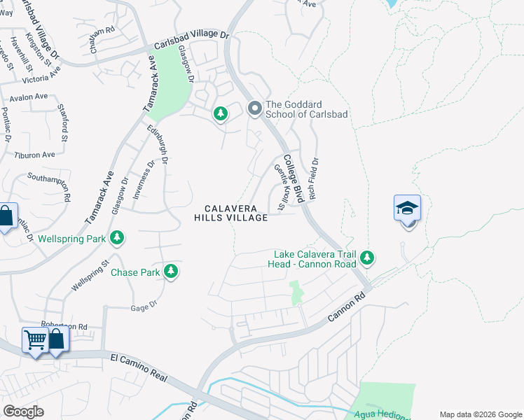 map of restaurants, bars, coffee shops, grocery stores, and more near 4738 Crater Rim Road in Carlsbad
