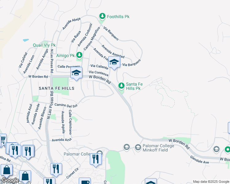 map of restaurants, bars, coffee shops, grocery stores, and more near 1035 Tesoro Avenue in San Marcos