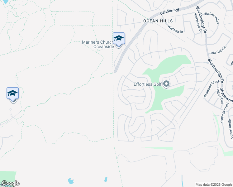 map of restaurants, bars, coffee shops, grocery stores, and more near 4105 Arcadia Way in Oceanside