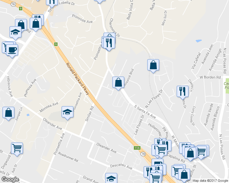 map of restaurants, bars, coffee shops, grocery stores, and more near 230 Avenida De Suerte in San Marcos