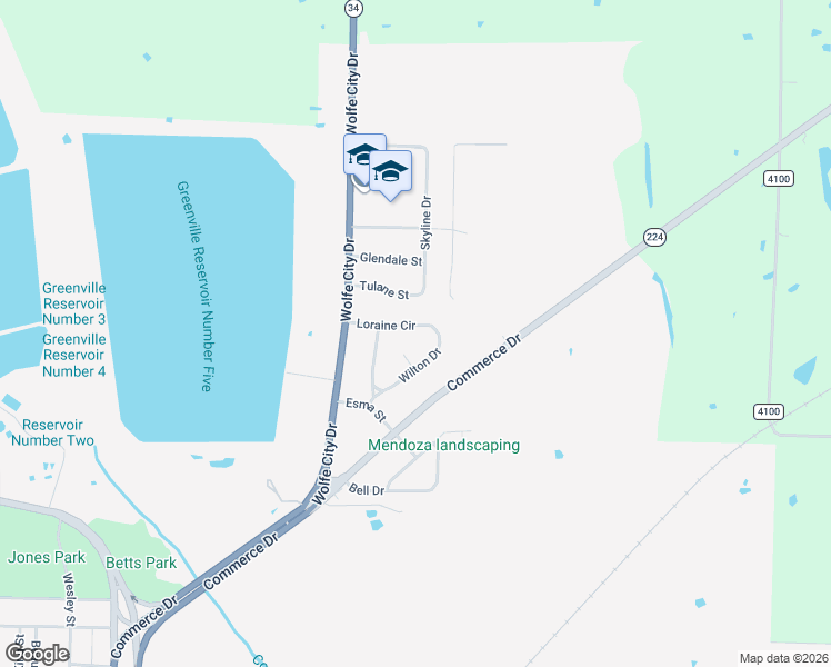 map of restaurants, bars, coffee shops, grocery stores, and more near 541 Loraine Drive in Greenville